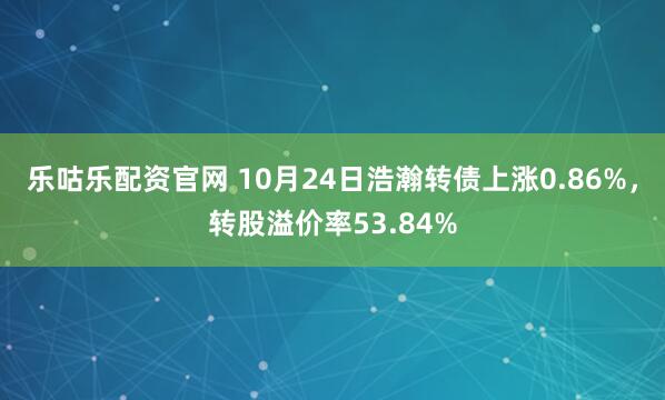 乐咕乐配资官网 10月24日浩瀚转债上涨0.86%,转股溢价率53.84%